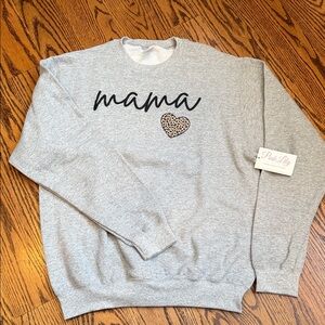 Pink Lily Gray Sweatshirt with Leopard Heart